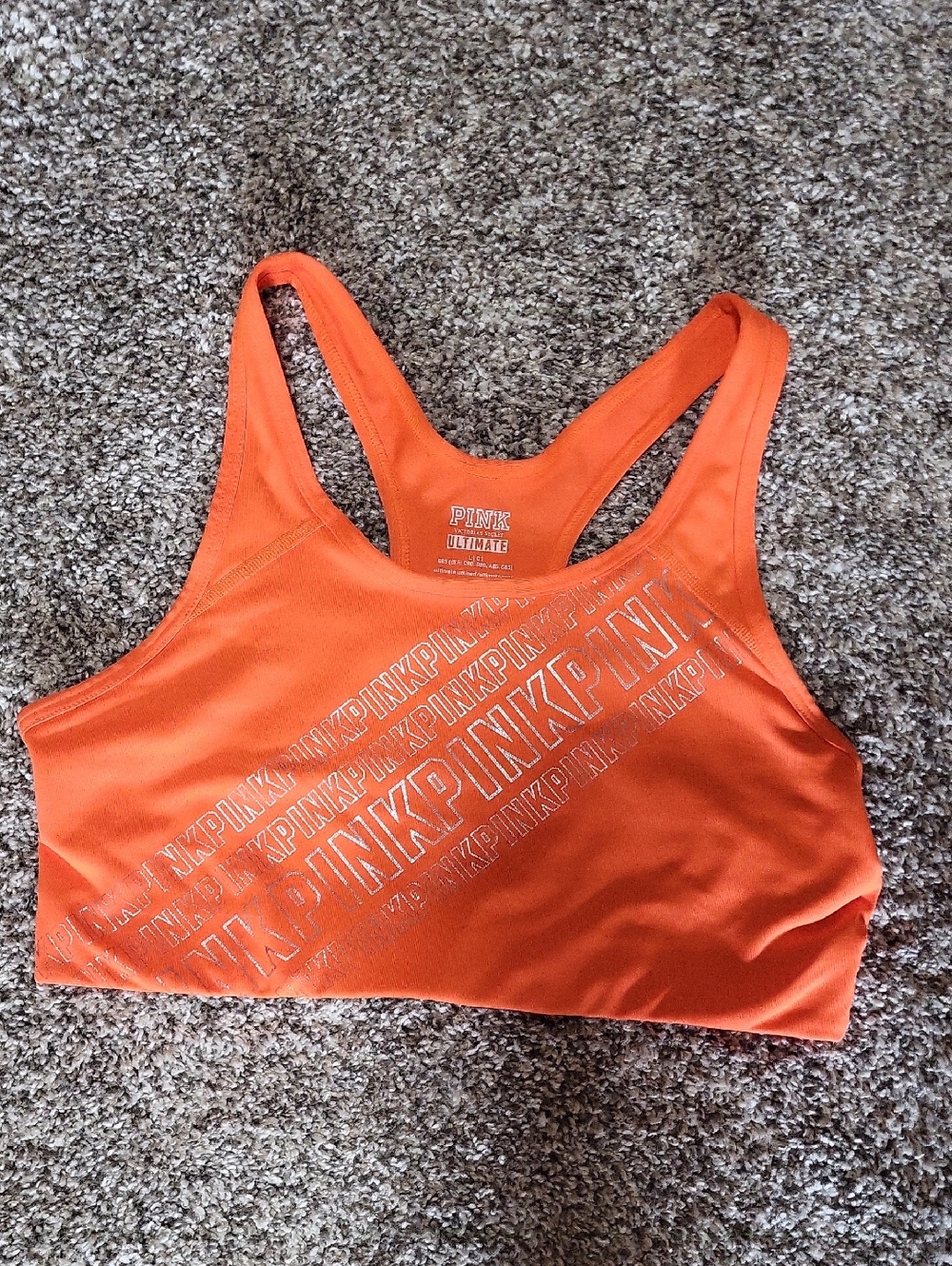 PINK Victoria's Secret Orange Performance Sports Bra